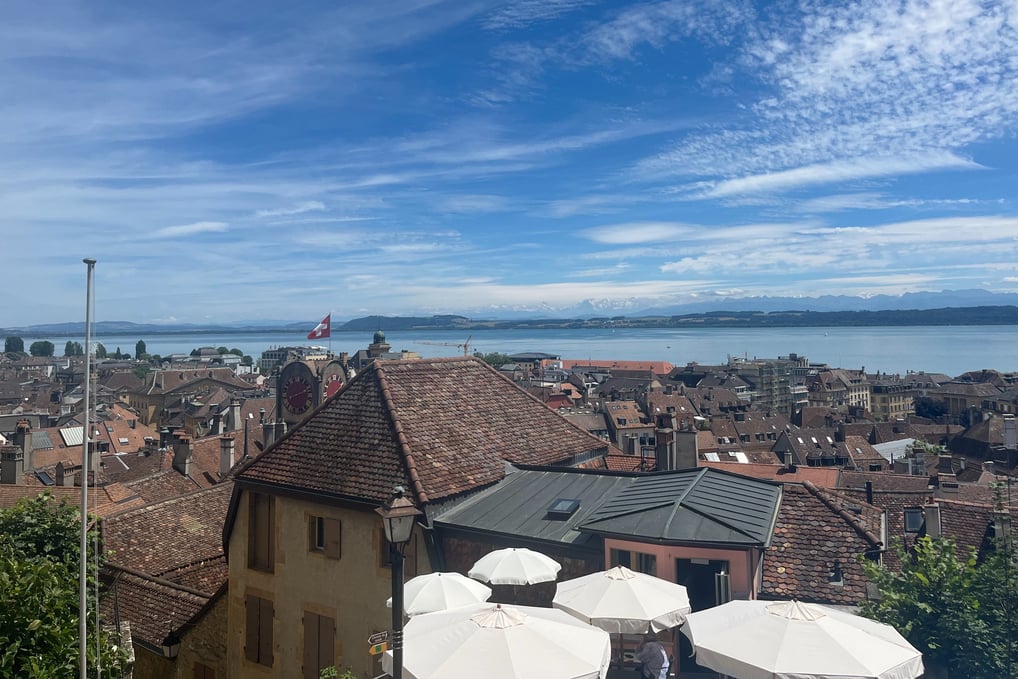 Looking out over Neuchâtel from the Neuchâtel Castle in Switzerland