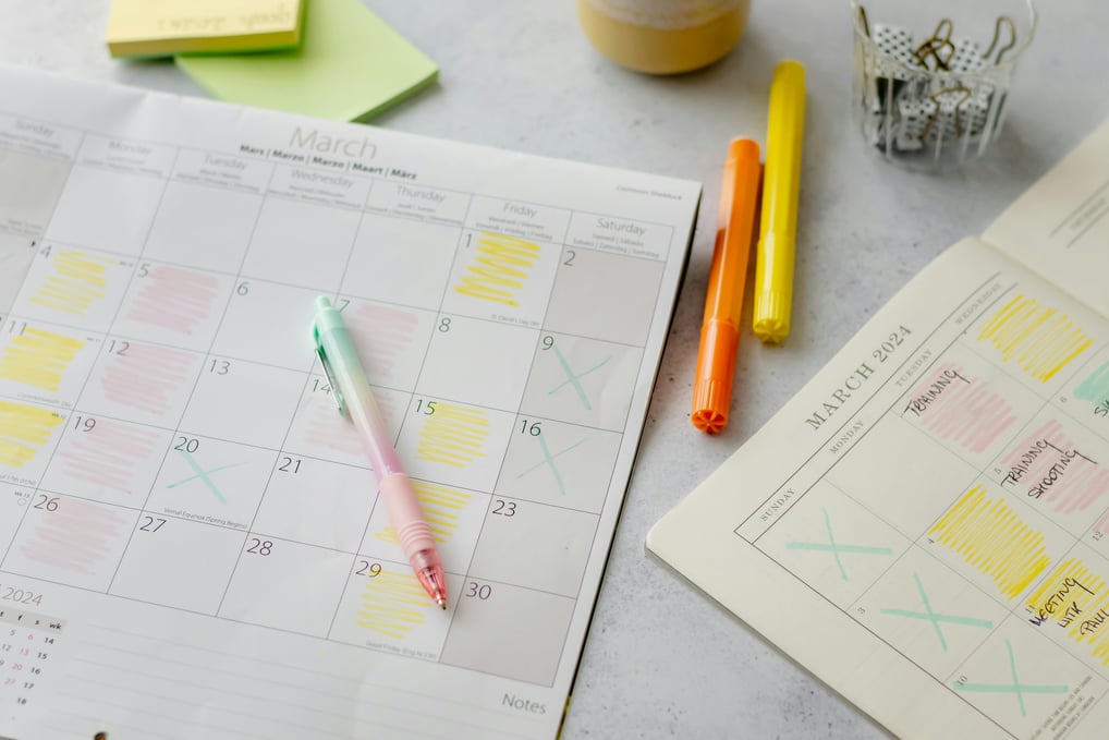 A planner used to show the weekly lesson system used in A level maths online tutoring