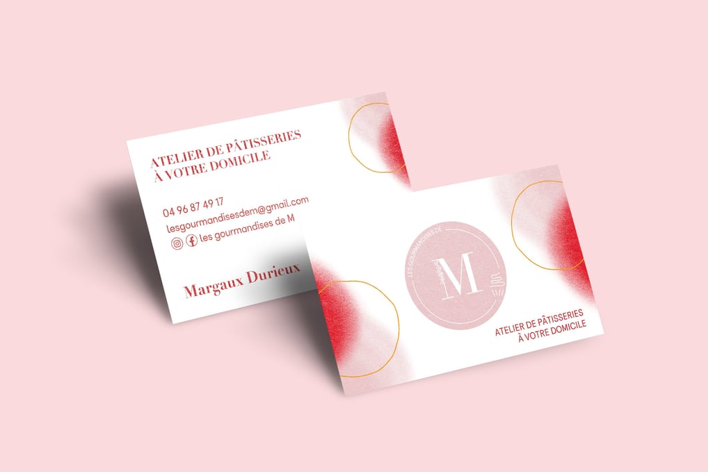 Identité visuelle - les gourmandises de M - cartes de visite