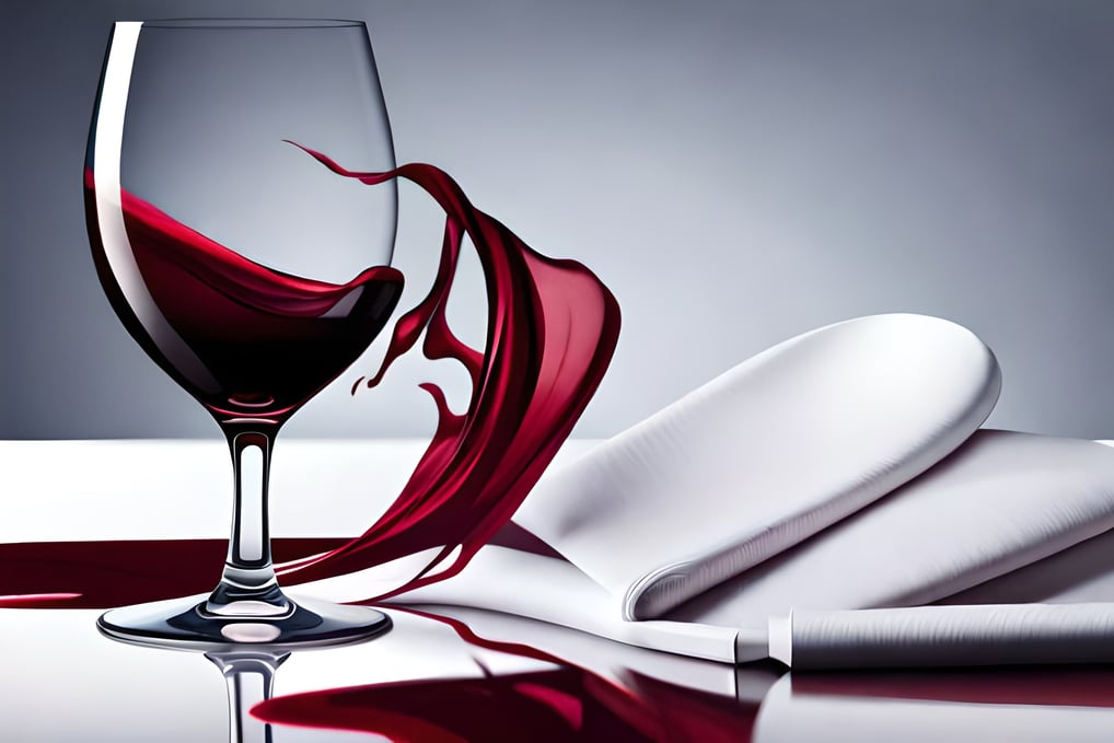 a glass of wine and whine spilled on the table