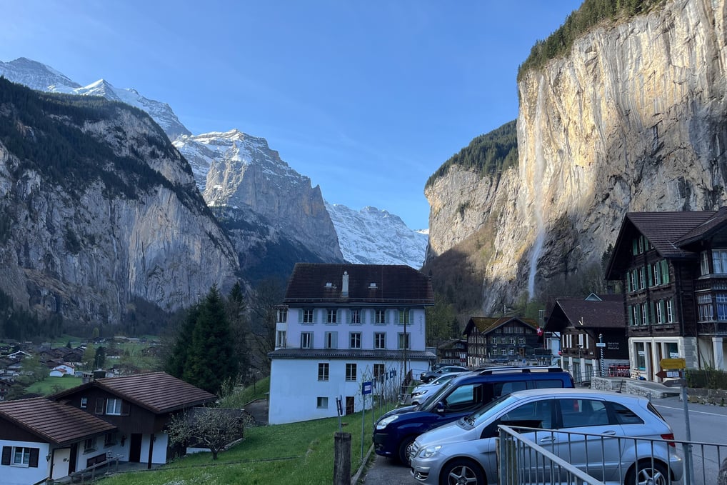 View of Staubbachfall in Lauterbrunnen Switzerland