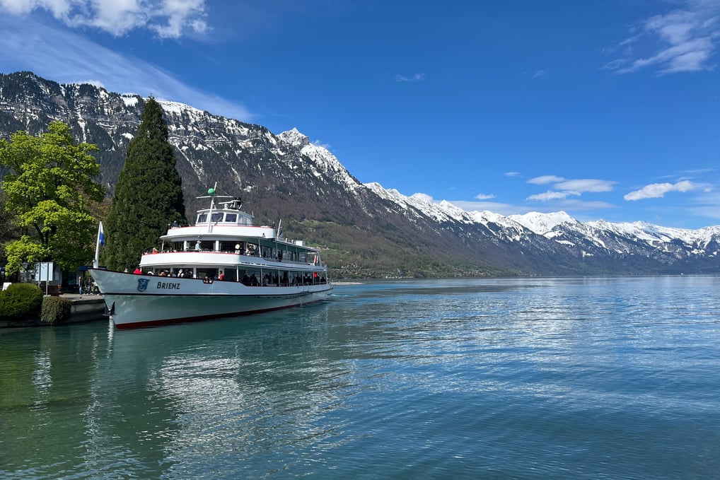 One of the boats on beautiful lake Brienz in Interlaken Switzerland