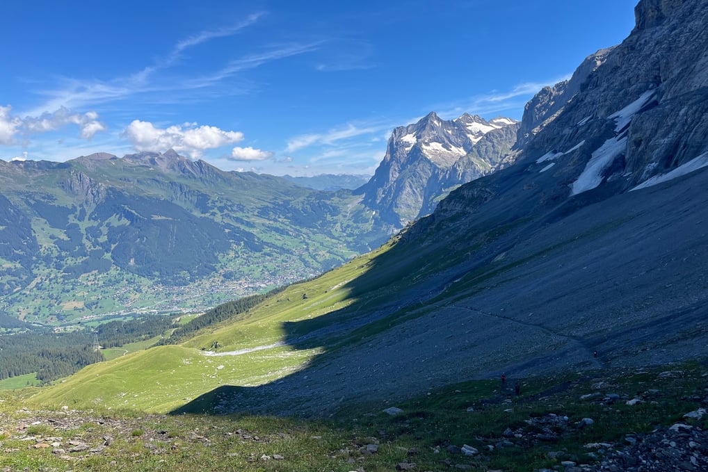 Looking down on Grindelwald from the Eiger Trail