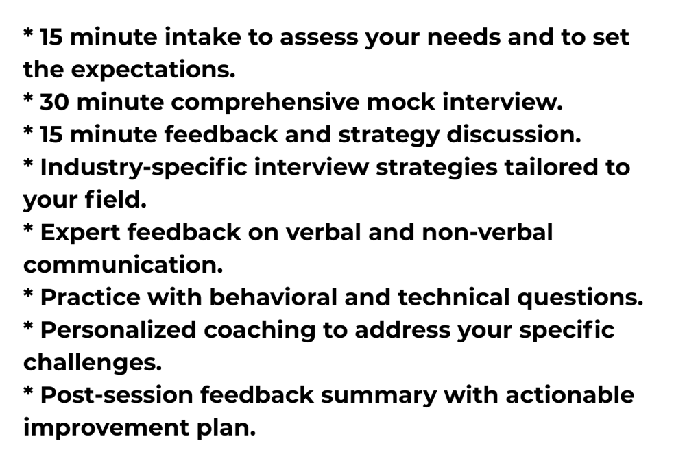 every mock interview session expectations descriptions