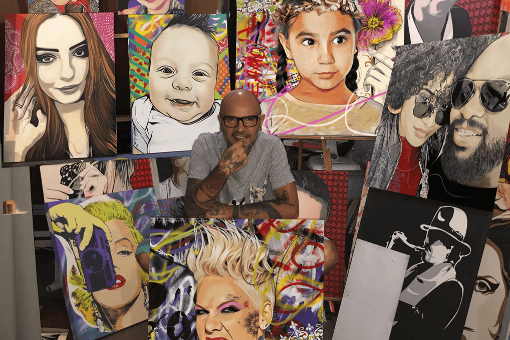 Ateliê do renomado artista plástico Sérgio Astral, conhecido por suas pinturas personalizadas e projetos artísticos.