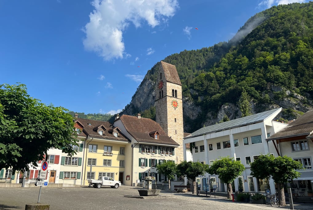 Kirchgasse in Unterseen near Interlaken Switzerland