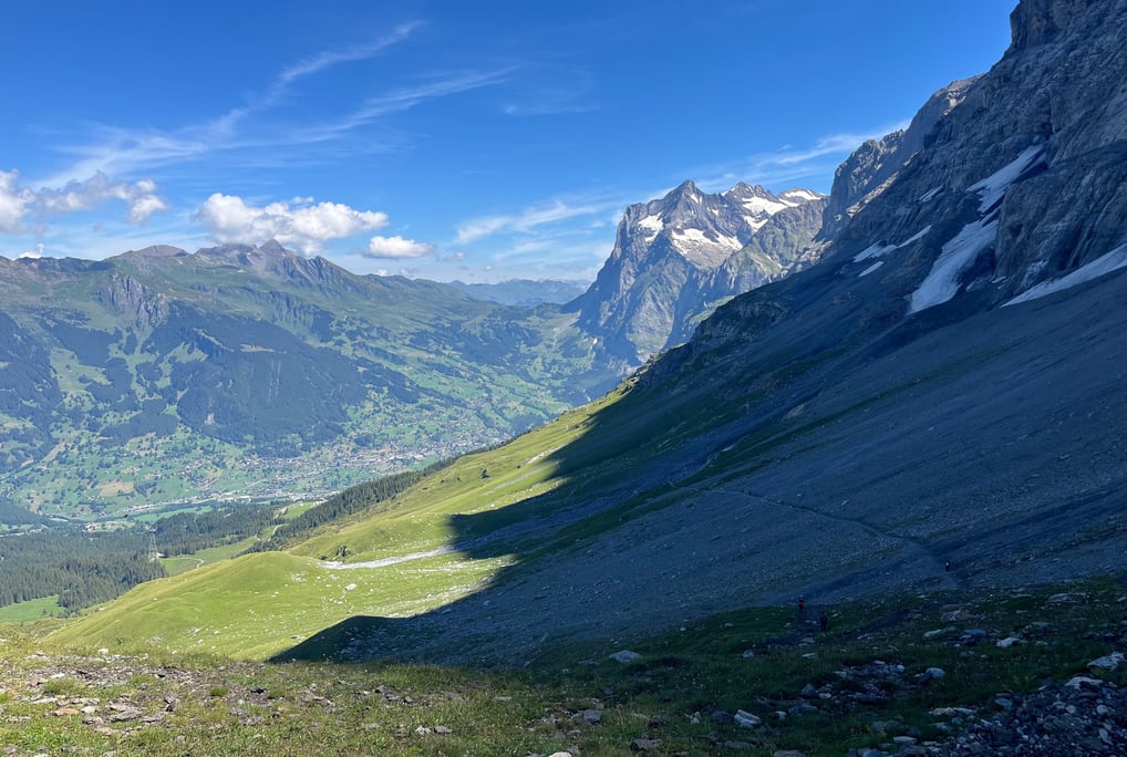 Looking down on Grindelwald from the Eiger Trail