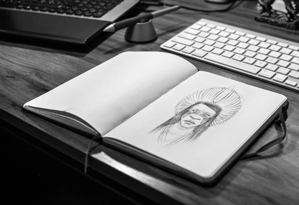 Desenho criado por artista independente para ser exposta em uma galeria online.