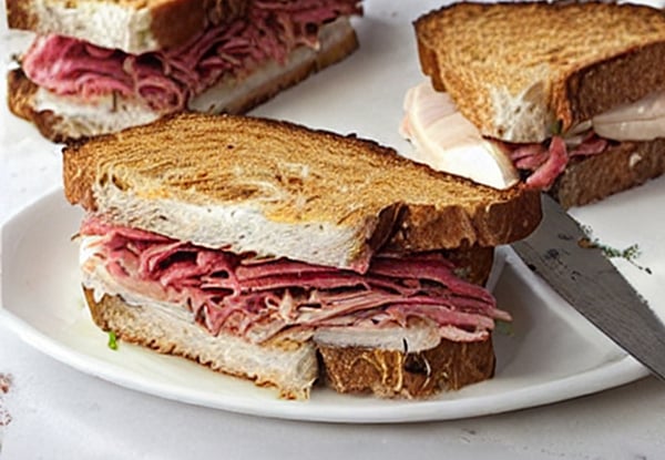 sandwich with meat on a plate