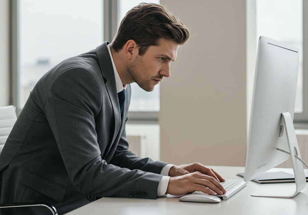 A business professional fixing a audio issue on their computer.