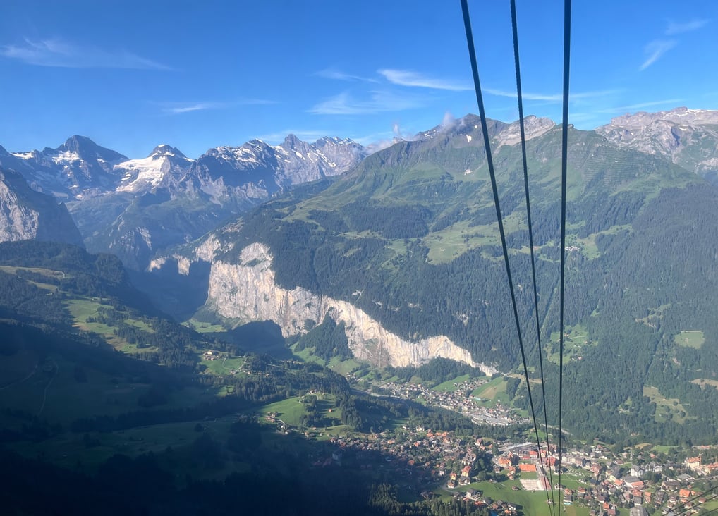 View from inside the Gondola to Männlichen