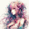 side-view anime girl portrait, pink eyes color, pink hair - simcaart com, galleries