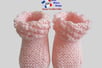 Chaussons roses modele layette bb tricot bebe fait main