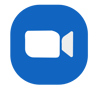 ZOOM icon - a video camera on a blue background