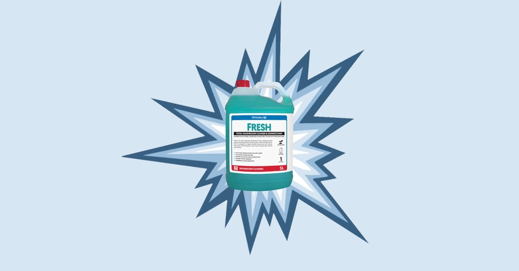 Whiteley's Fresh 5L washroom cleaner and disinfectant for showers and bathrooms.