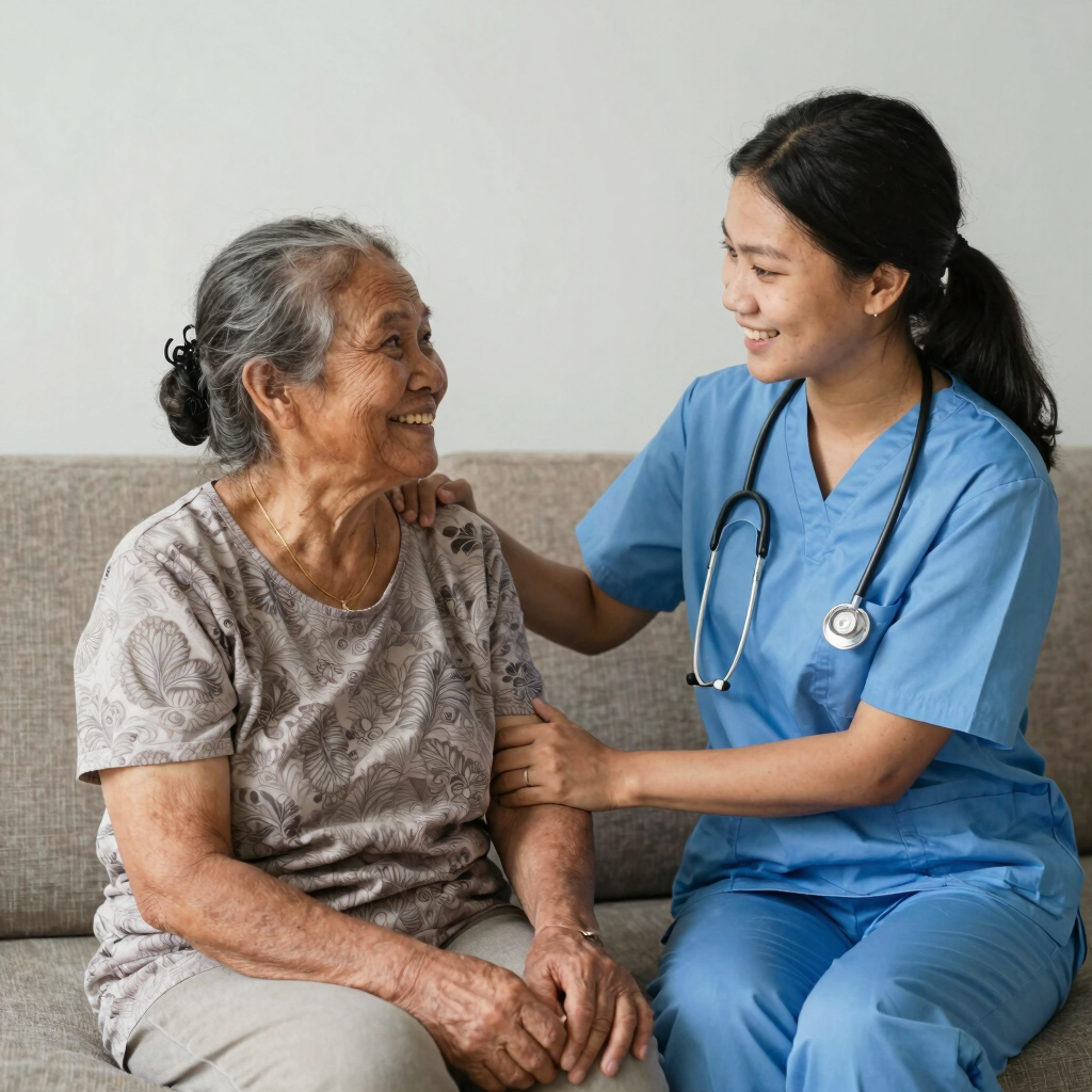 a woman holding a sign with a pink mask on her face