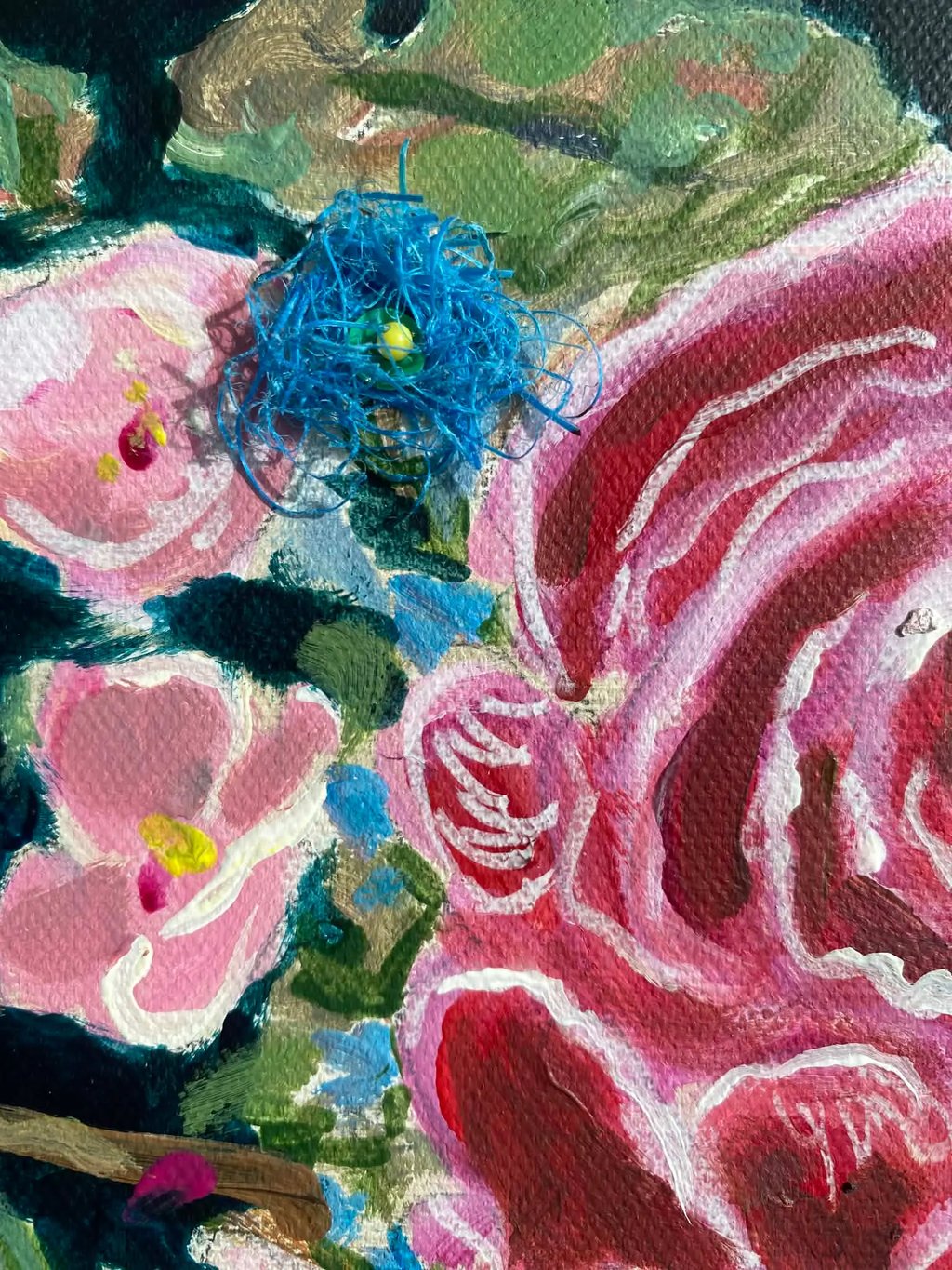 Photographie en gros plan (Macro) d'une œuvre d'art xirkys en technique mixte