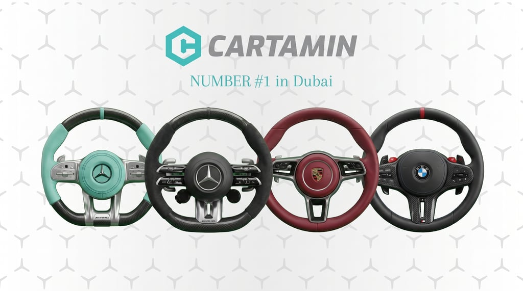 Custom luxury steering wheels for Mercedes, Porsche, and BMW by Cartamin Dubai.