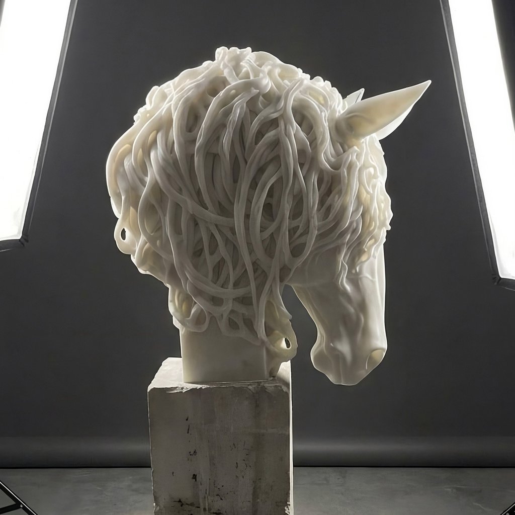 "Belugue ou l'étincelle", sculpture en marbre de Carrare par le sculpteur "Herrel"