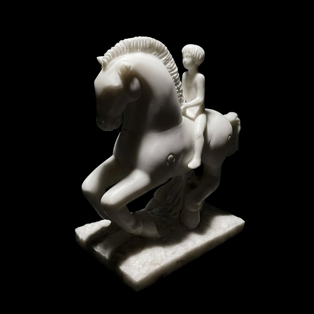 "Le gardien de l'innocence", sculpture en marbre de Carrare par le sculpteur "Herrel"