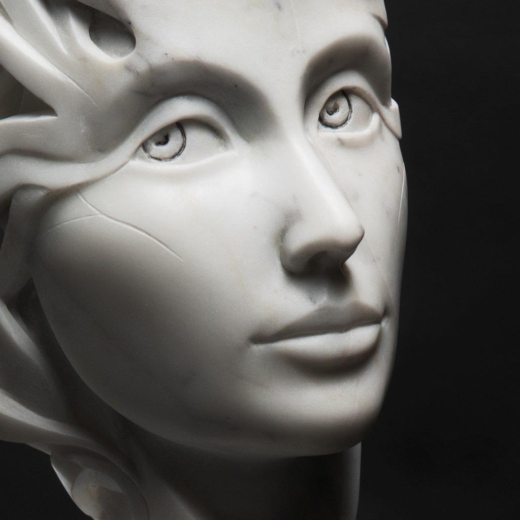 "Méandre", sculpture en marbre de Carrare par le sculpteur Herrel