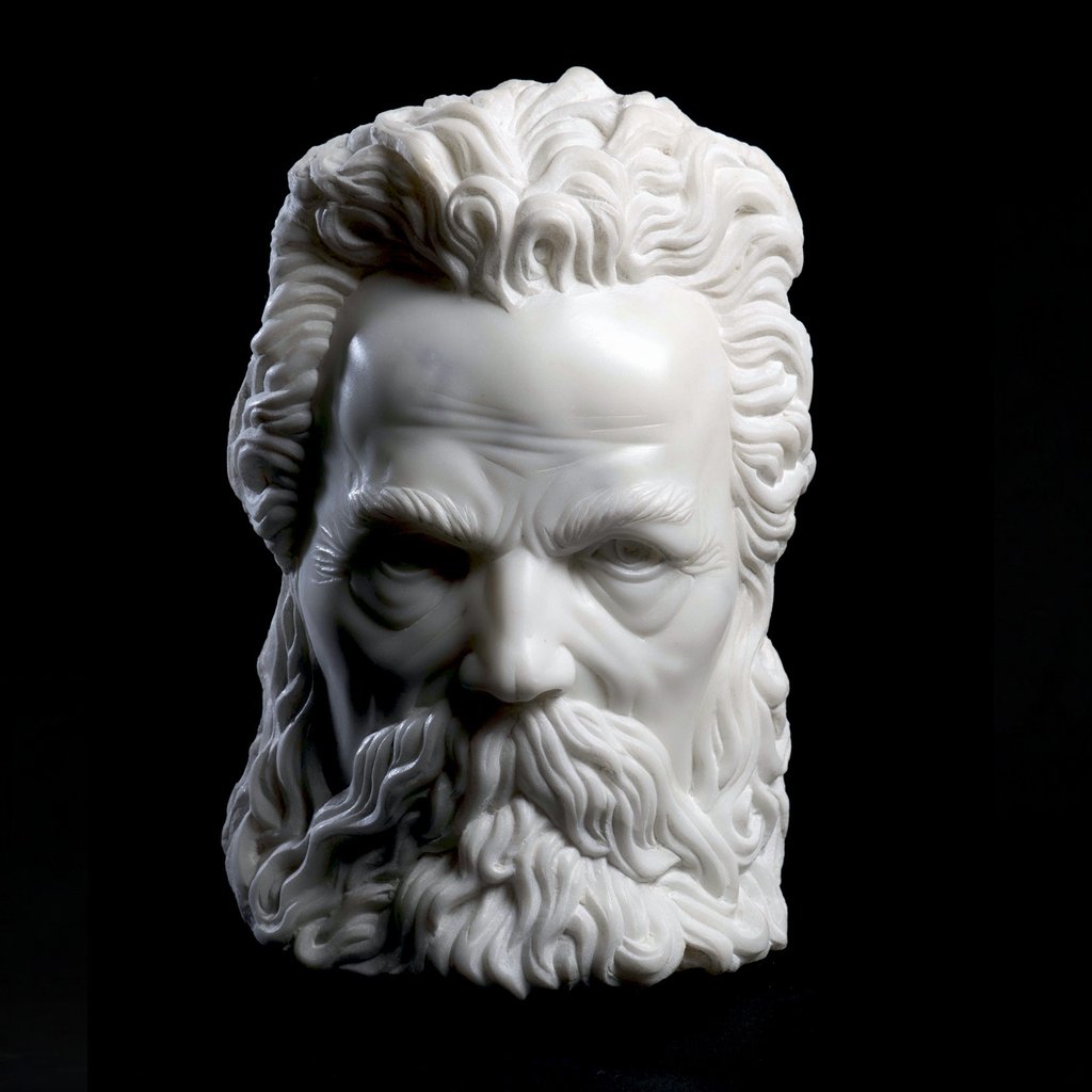 "Plus tard", sculpture en marbre de Carrare par le sculpteur Herrel