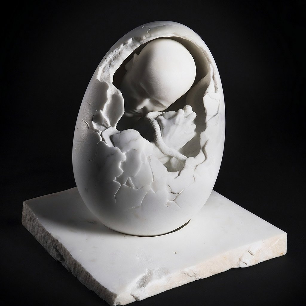 "Renaissance", sculpture en marbre de Carrare par le sculpteur Herrel