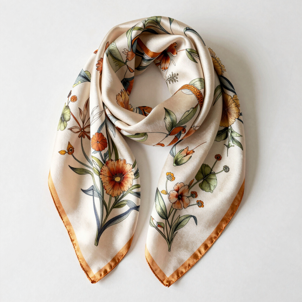 woman in blue jacket and red scarf