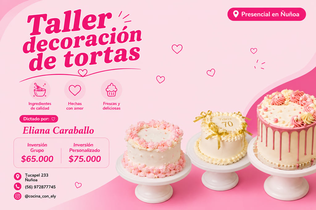 Taller de decoración de Tortas, personalizado en Ñuñoa