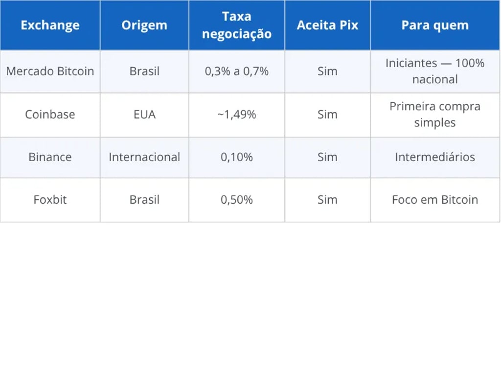 Quais criptomoedas comprar na primeira vez — comparativo para iniciantes