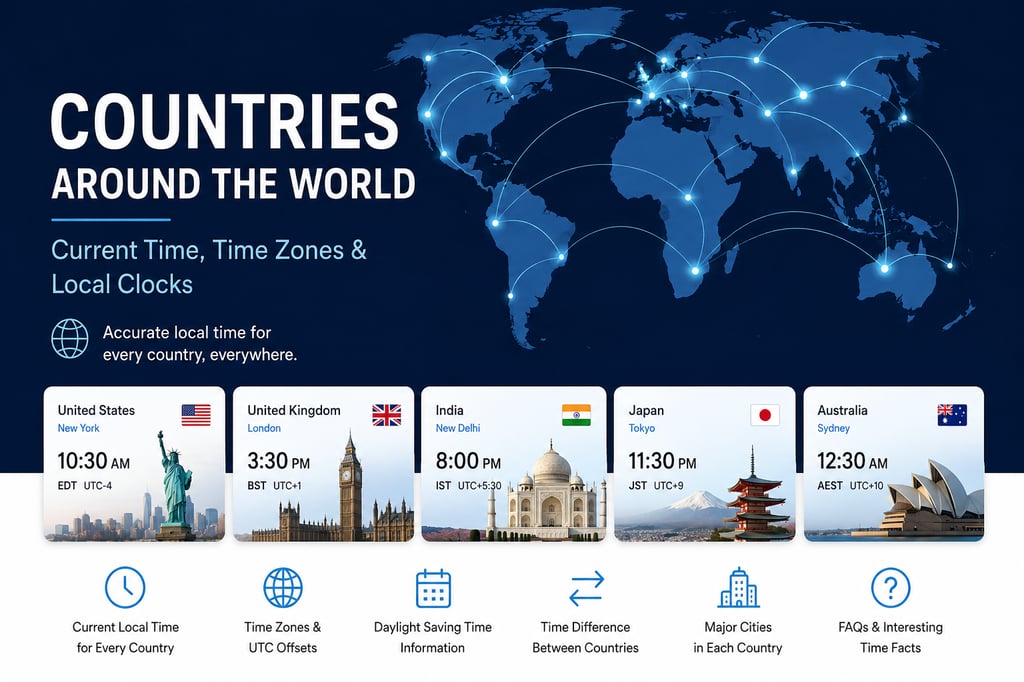 Countries Around the World: Current Time, Time Zones & Local Clocks_timenowonline