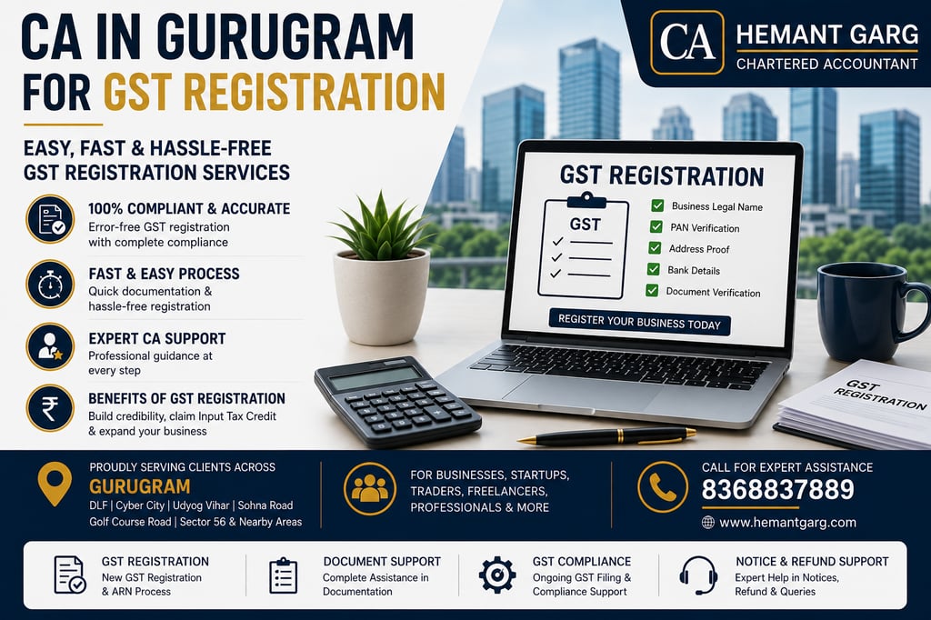 Chartered Accountant handling GST registration documents in Gurugram.