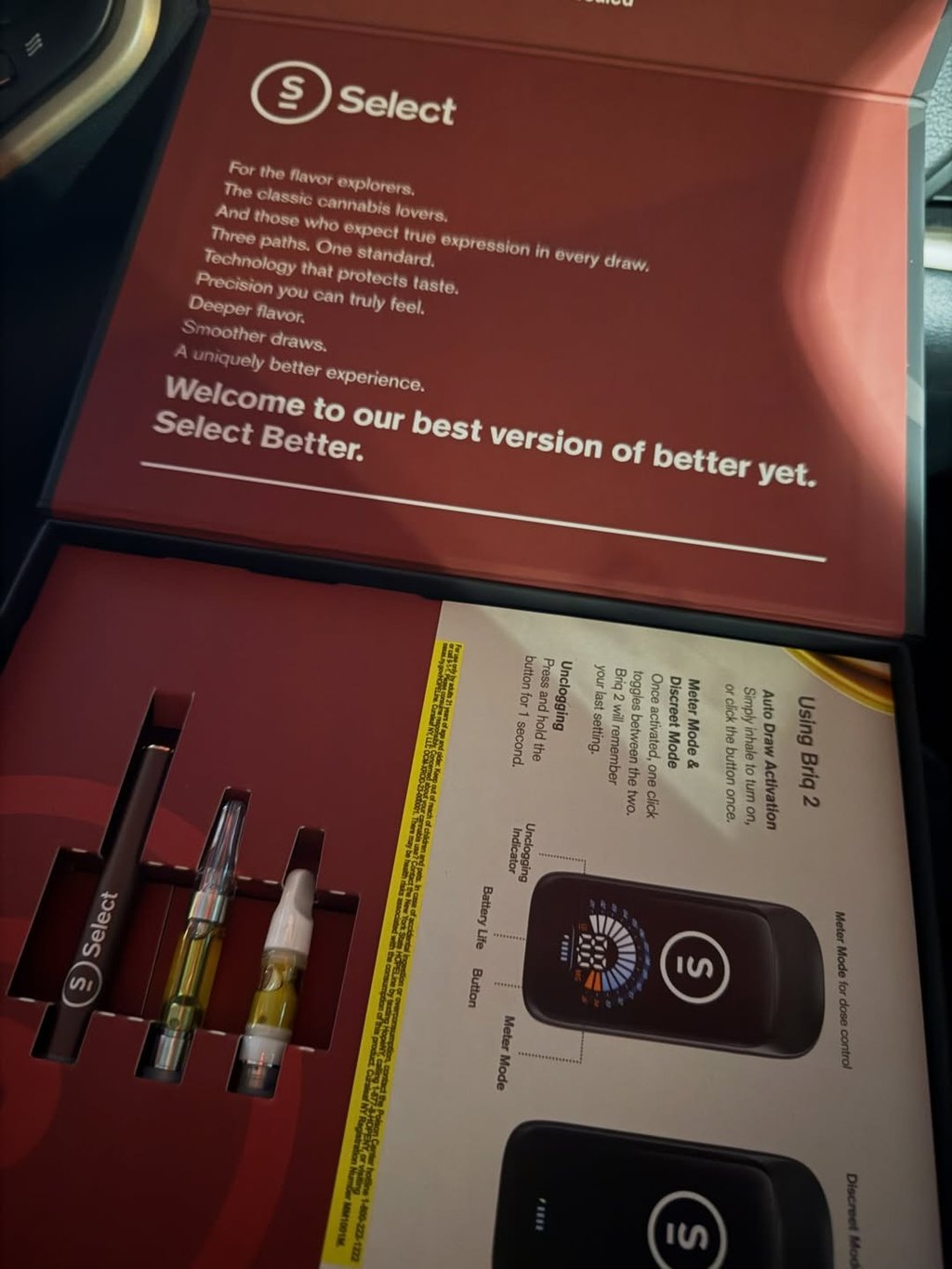 Select carts lineup 2026 including Elite 510 cartridge Cliq pod and Briq 2 all-in-one vape