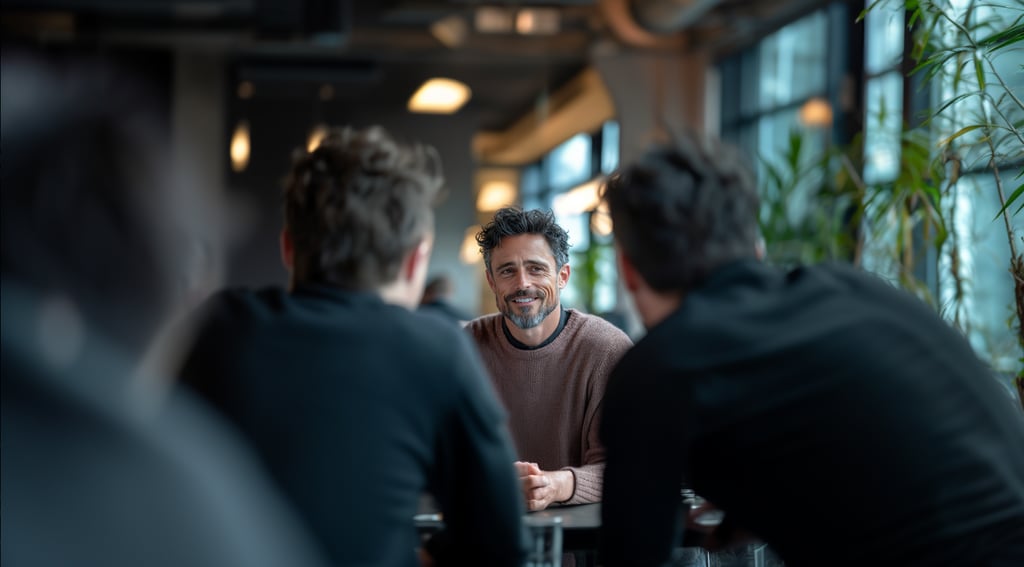 Professional collaborating with team on personal brand strategy