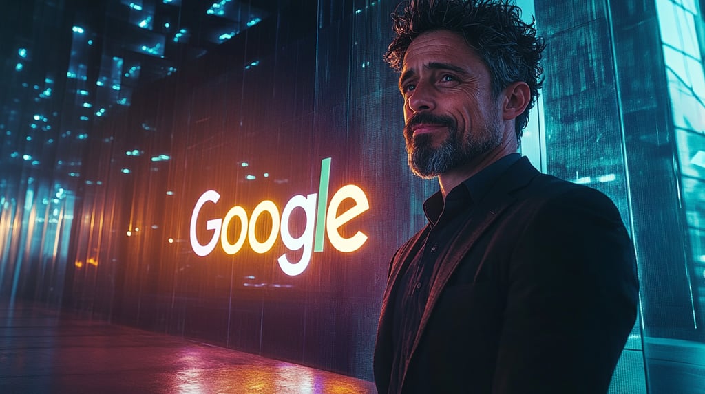 Google search results showing a personal brand ranking above a company website