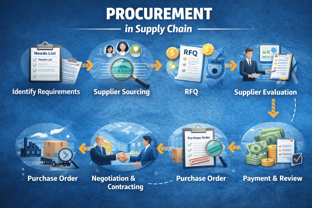 procurement process steps in supply chain from sourcing to payment