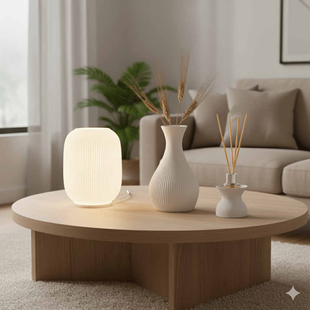 Lámpara 3D velador nórdico minimalista blanco - Palermo3D