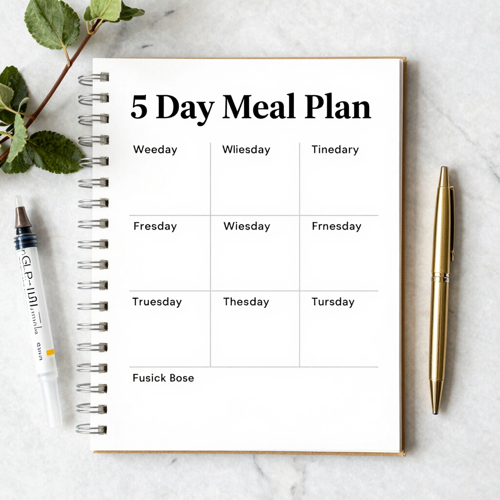 5-day weight loss meal plan showing best diet to lose weight combined with Yucca Health GLP-1 progra