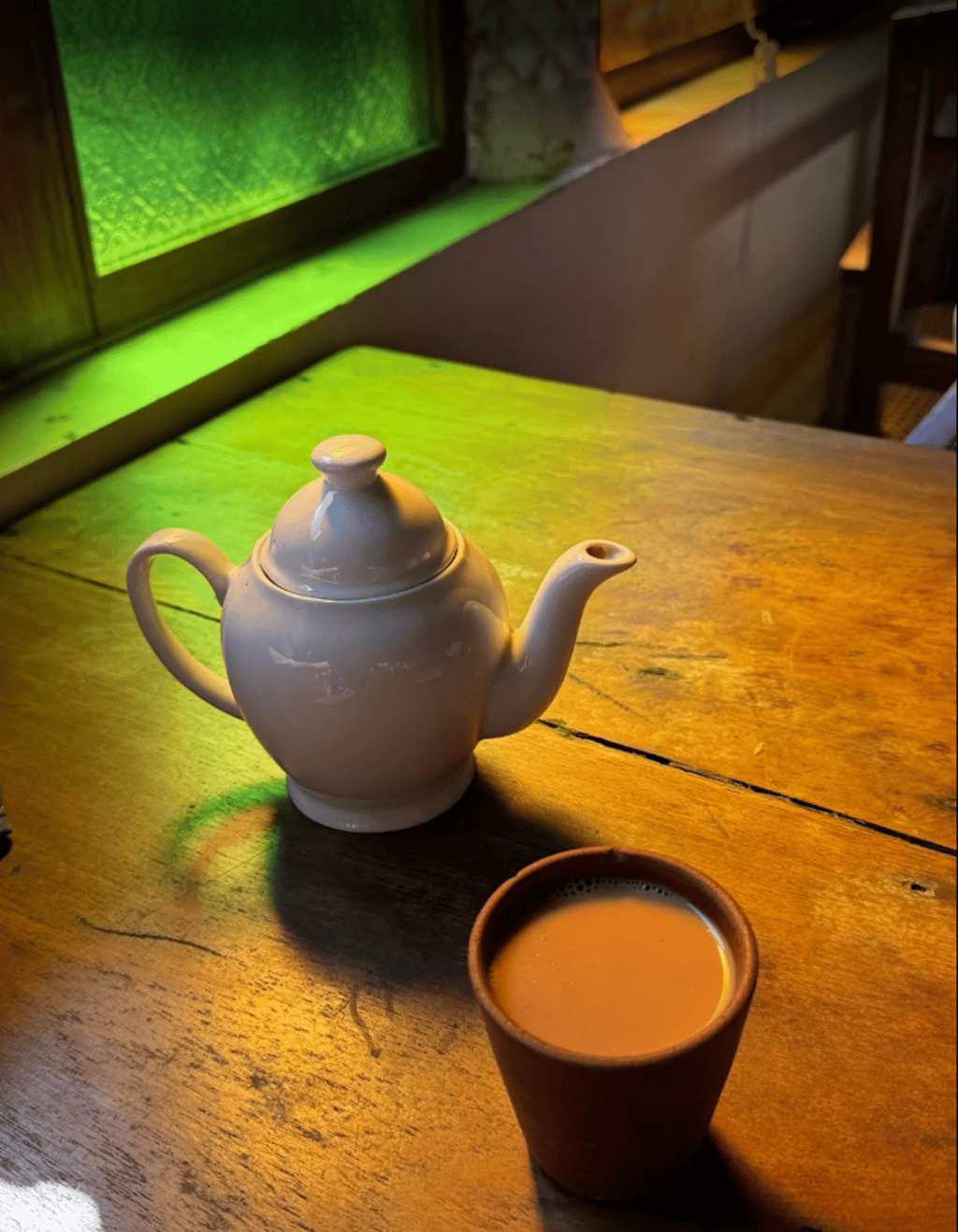 vegan chai served at Terrassen cafe near Auroville