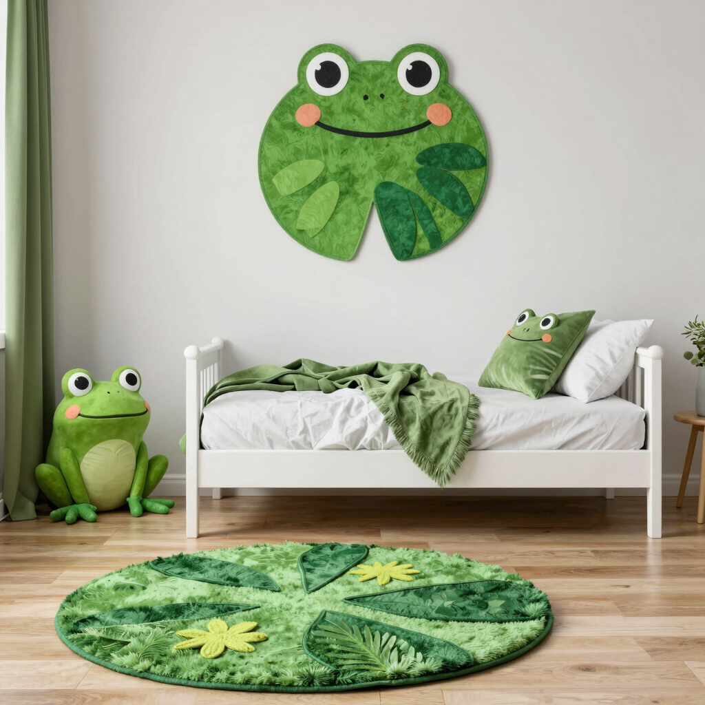 A cozy nursery corner with pastel clouds and twinkling fairy lights.