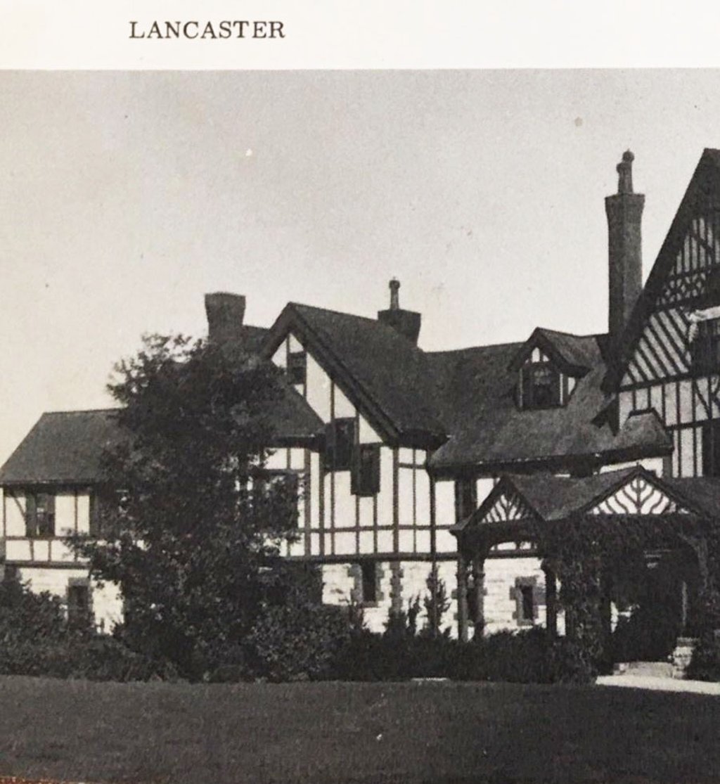 Historic exterior photograph of Tudor residence in Lancaster Massachusetts circa late 1800s