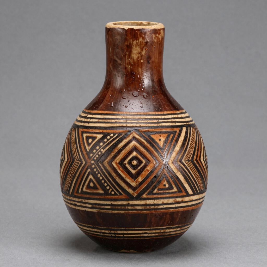 A vibrant installation piece featuring layered textiles and sculptural forms bathed in warm gallery lighting.