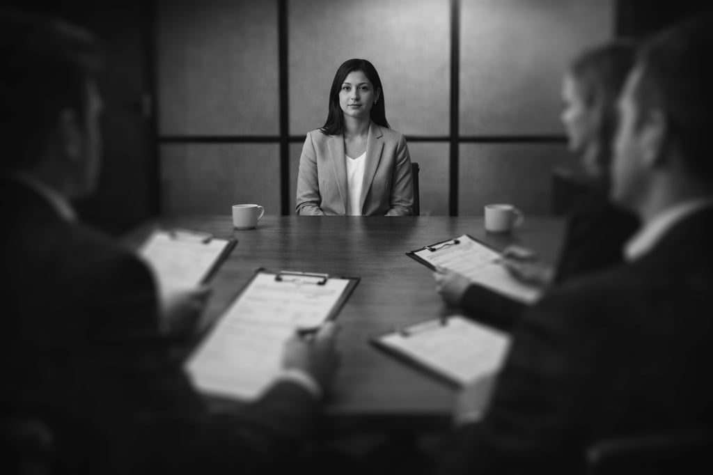 woman candifate being interviewed by a panel