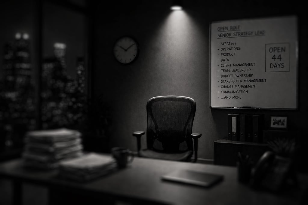 an office with an empty chair behind a desk