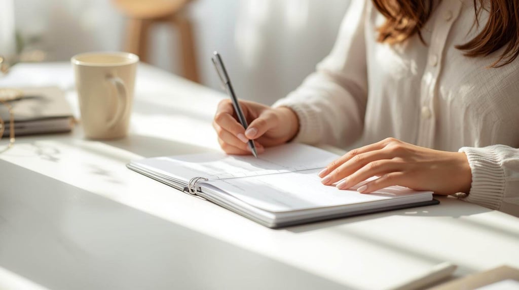woman planning sinking funds and organizing finances in notebook