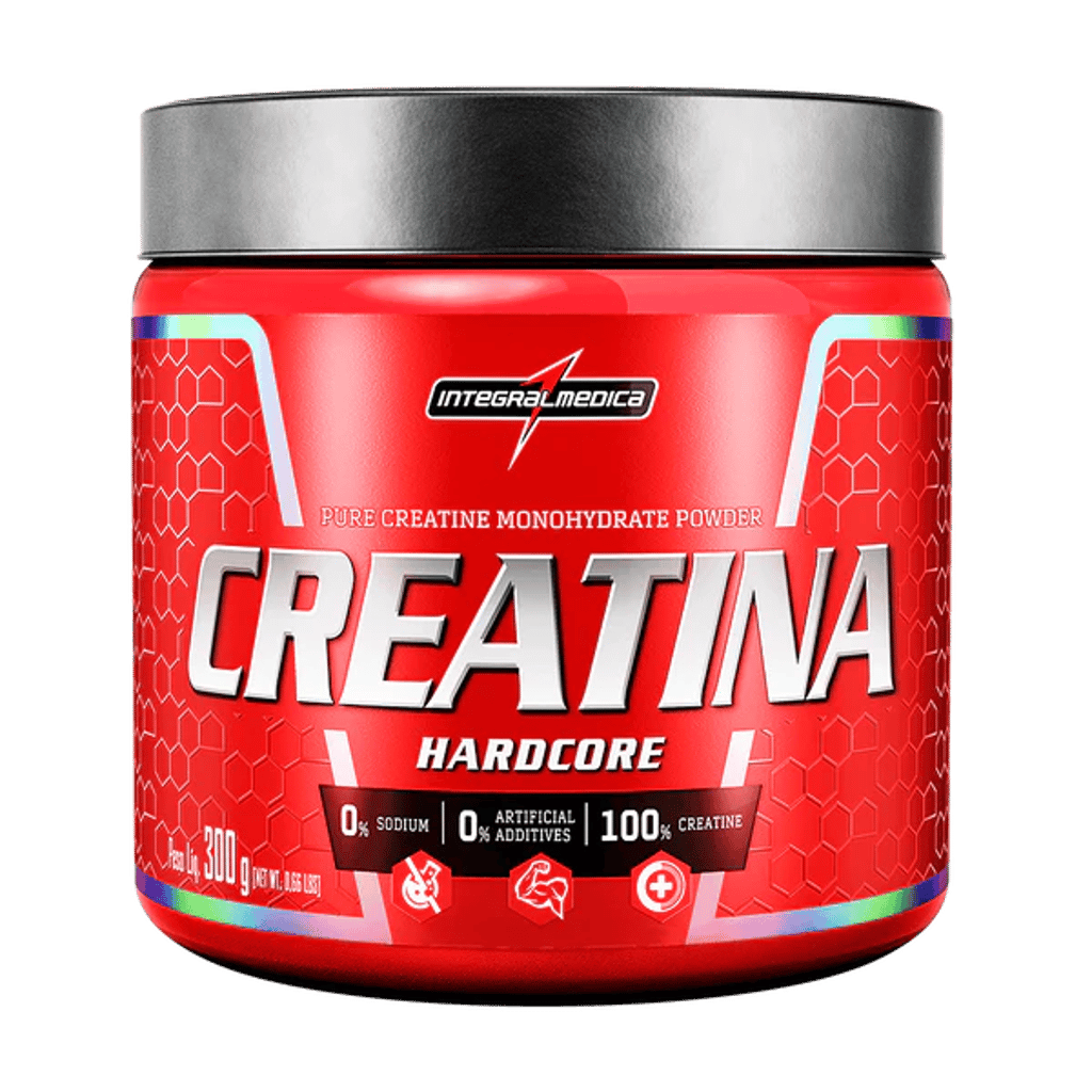 Integralmedica Creatina Hardcore 300g tub of pure creatine monohydrate powder supplement.