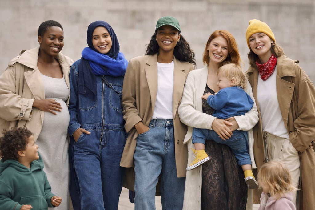 Collectif de mamans capables signées BEWOOMAN, look oversize et posture assumée de femmes capables