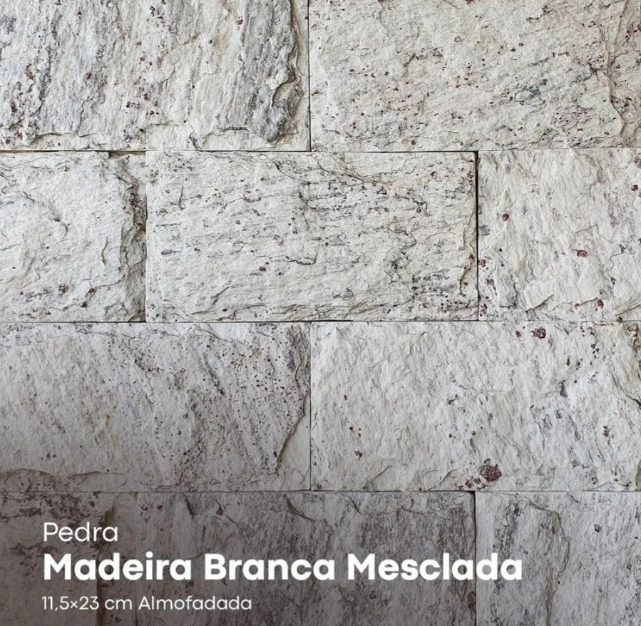 pedra madeira serrada branca 11,5x23 piso e parede interna e externa. rústico elegante alto padrão.