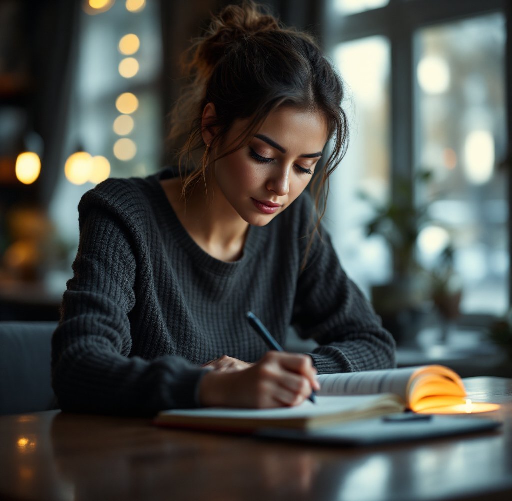 woman writing in her journal