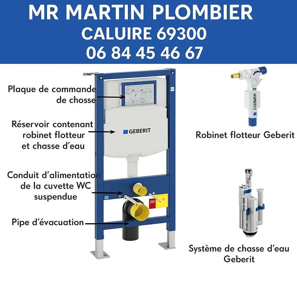 urgence plombier remplacement mecanisme wc toilette suspendu geberit siamp grohe caluire 69300